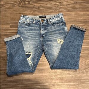 Maison Scotch L’Adorable Boyfriend Jeans Size 26 Distressed Blue Denim Relaxed